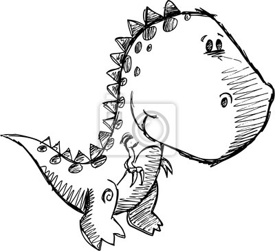 400x365 Dinosaur Sketch Doodle Drawing Illustration Art Wall Mural Arrow