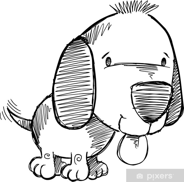 700x690 Puppy Dog Sketch Doodle Drawing Illustration Art Wall Mural