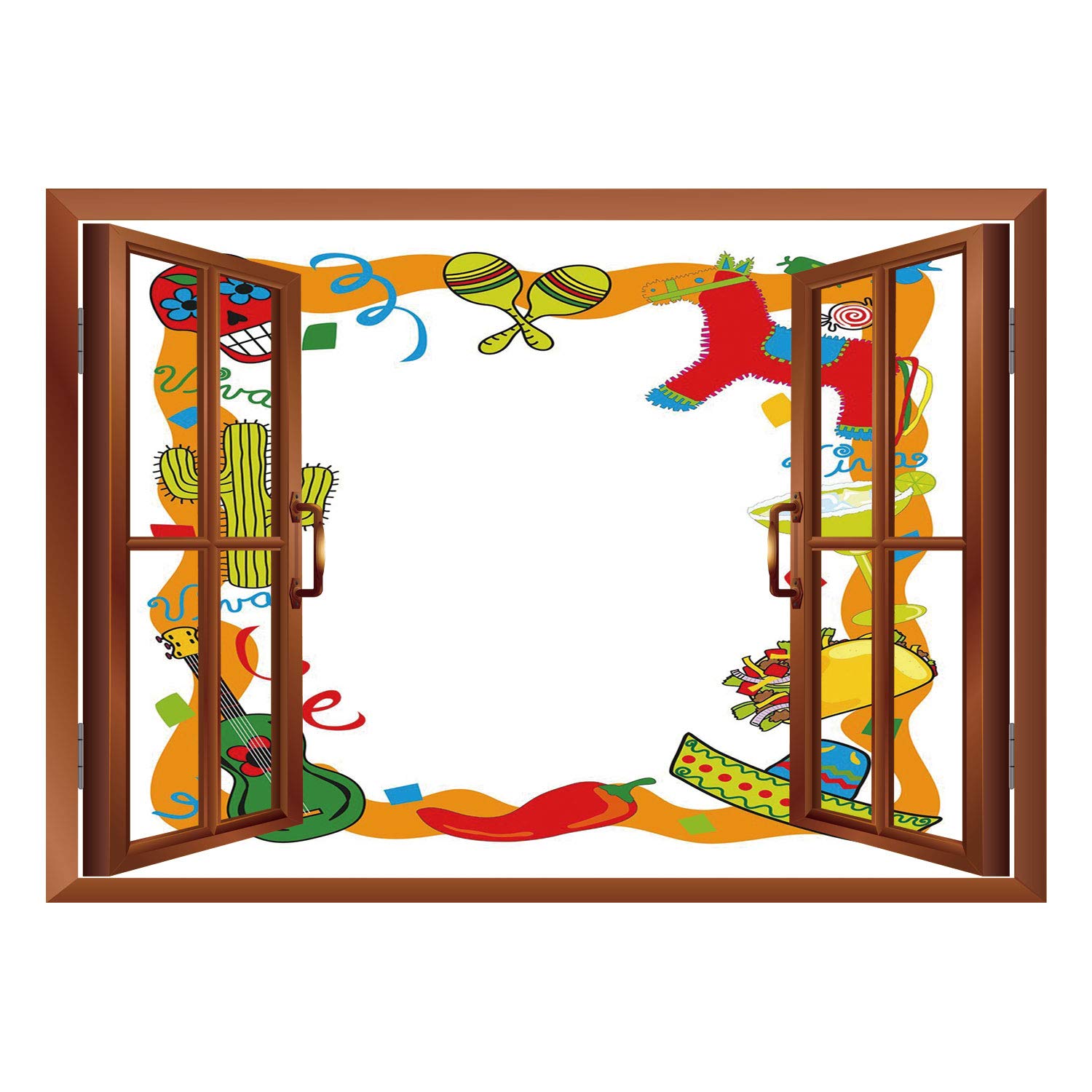 1500x1500 scocici wall mural, window frame muralfiesta,cartoon