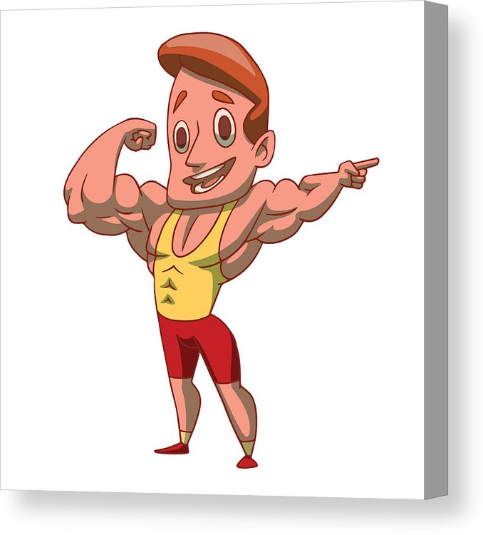 678x750 Funny Muscular Man With Brown Hair Presenting Something Canvas