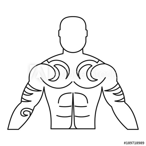 500x500 Muscular Man With Tattoo Icon Outline