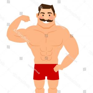 300x300 Stock Illustration Vector Muscle Man Illustration Drawing White