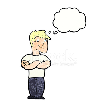 440x440 Cartoon Muscular Man With Thought Bubble Stock Vector