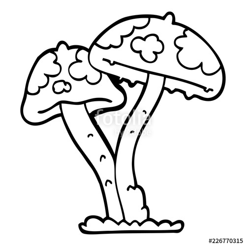 500x500 Line Drawing Cartoon Mushroom Stock Image And Royalty Free Vector