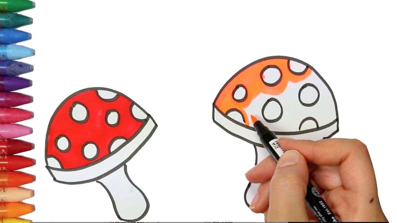 1280x720 Art For Kids How To Draw And Color Mushroom How To Draw