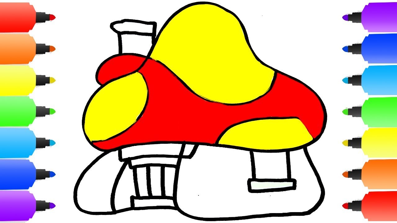 1280x720 How To Draw Mushroom House Kids Songs Learn Drawing Art