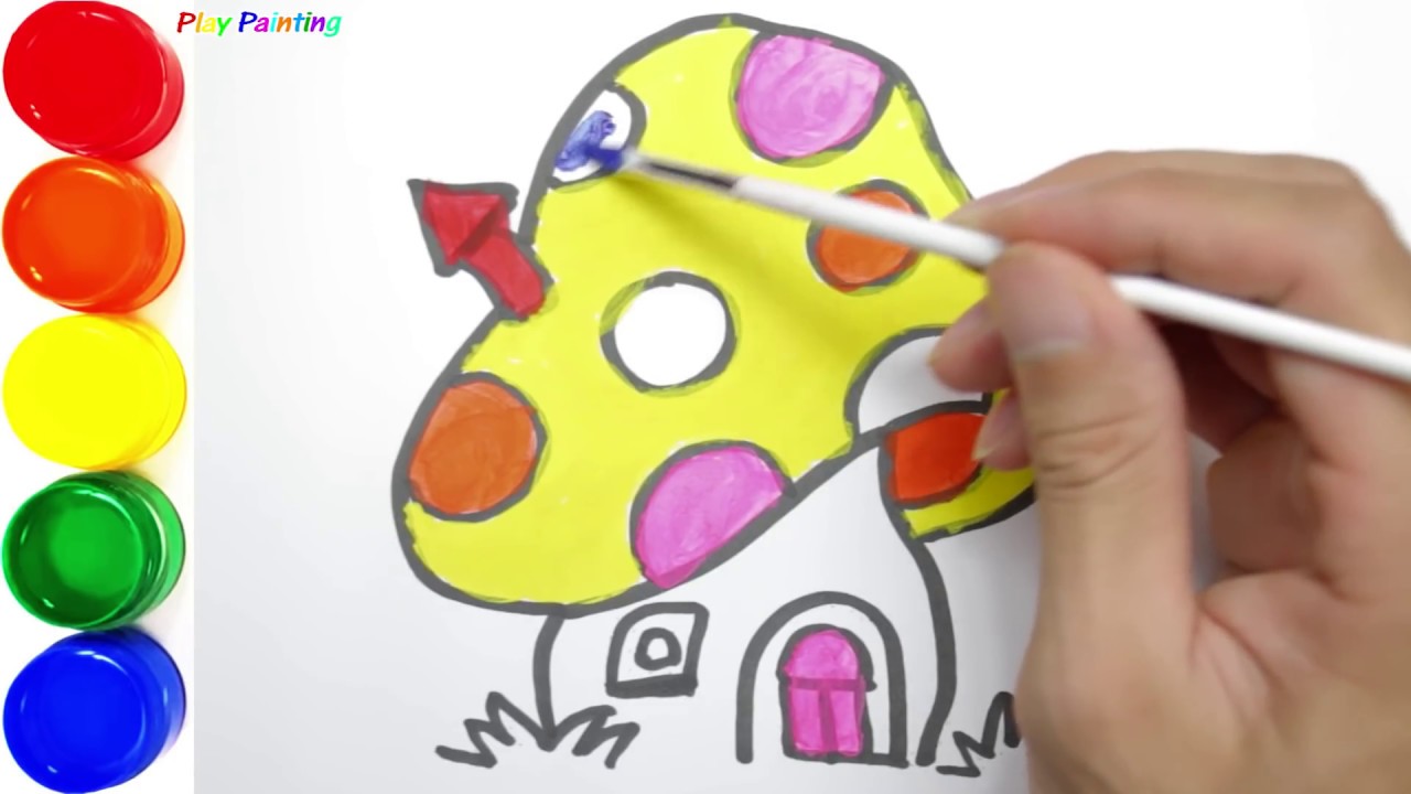 1280x720 How To Draw Mushroom House Painting Simple For Beginners Play