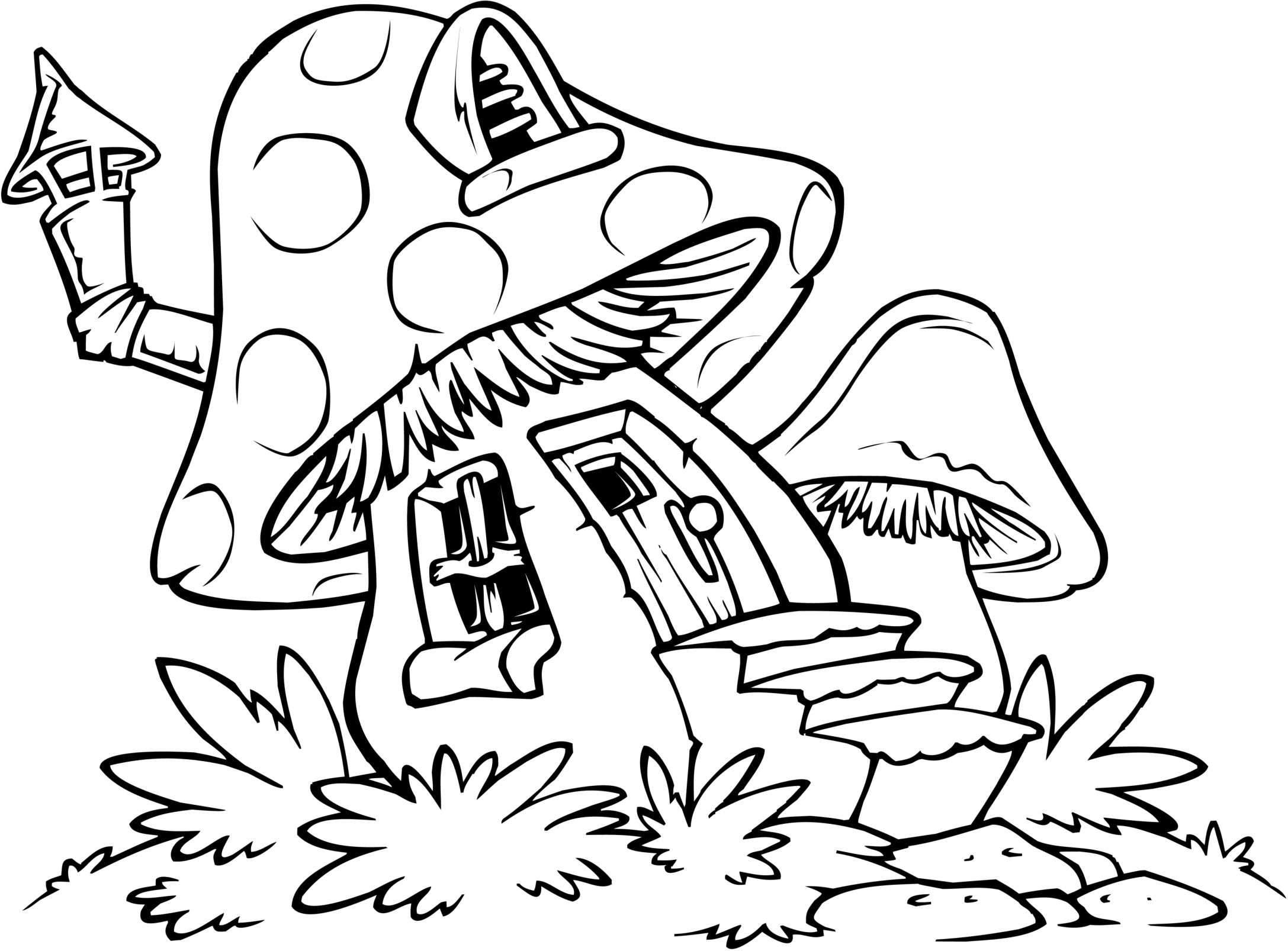2175x1607 Mushroom House Coloring Pages Coloring Pages House Colouring