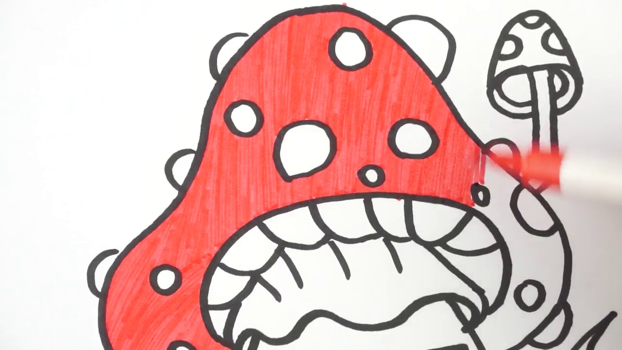 1280x720 Coloring Pages Mushroom House Drawing Colouring For Kids