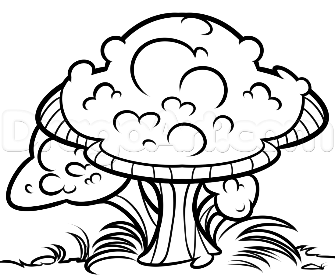 1099x901 Poisonous Mushrooms Drawing Tutorial, Step