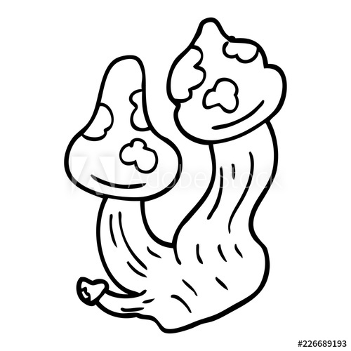500x500 Line Drawing Cartoon Deadly Mushrooms
