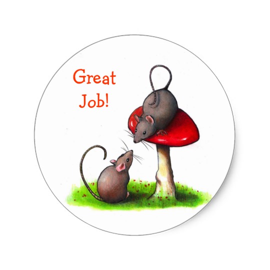 540x540 Two Little Mice Colour Pencil Art Mushroom Classic Round Sticker