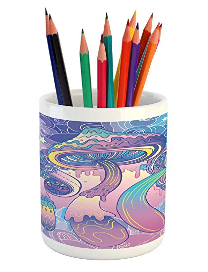 421x550 Lunarable Mushroom Pencil Pen Holder, Trippy Drawing