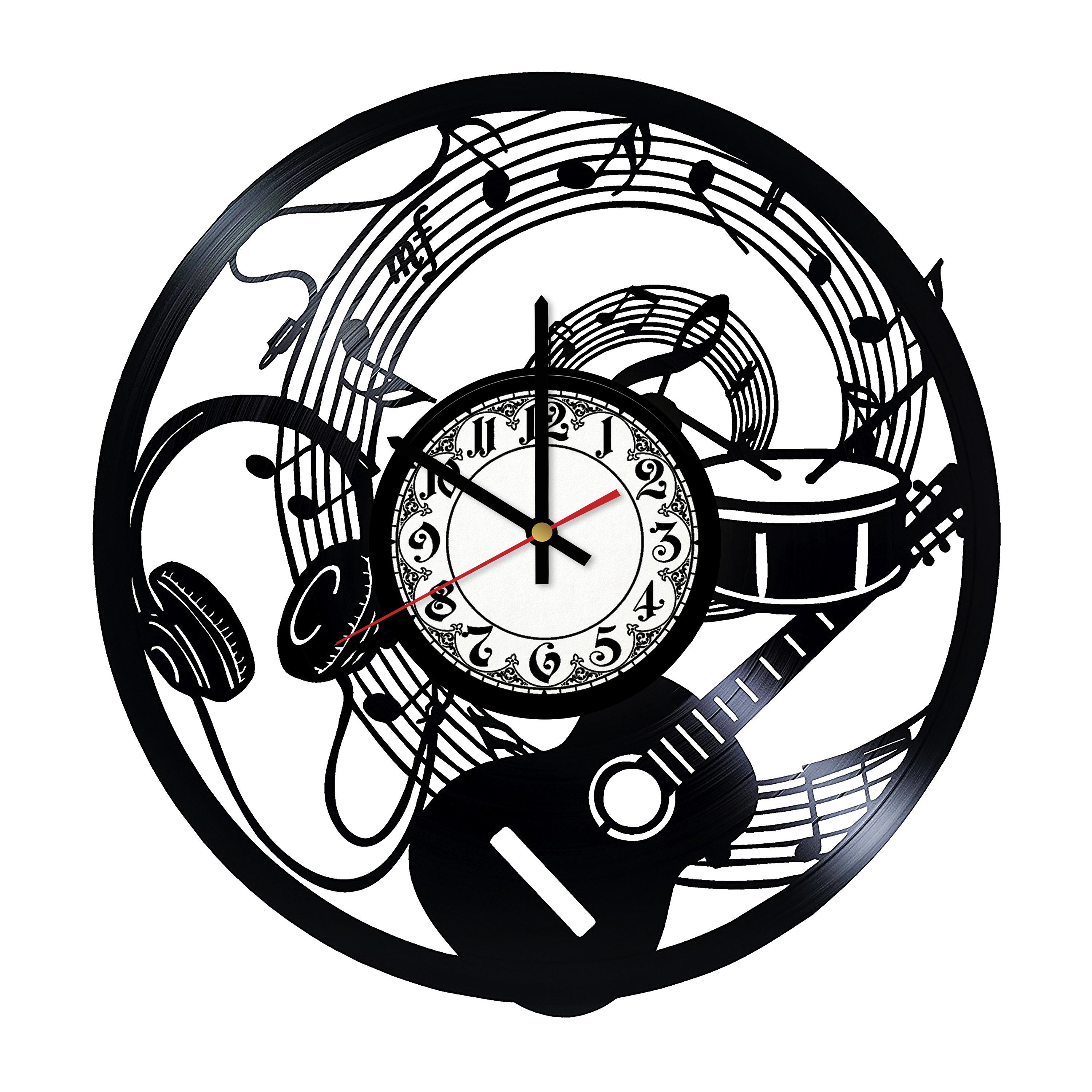 3000x3000 Music Notes Art Handmade Vinyl Record Wall Clock Get Unique Etsy