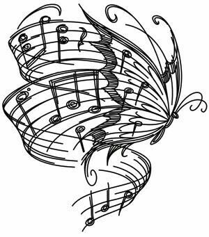 300x341 Butterfly Music Drawings Techniques Music Tattoos, Music