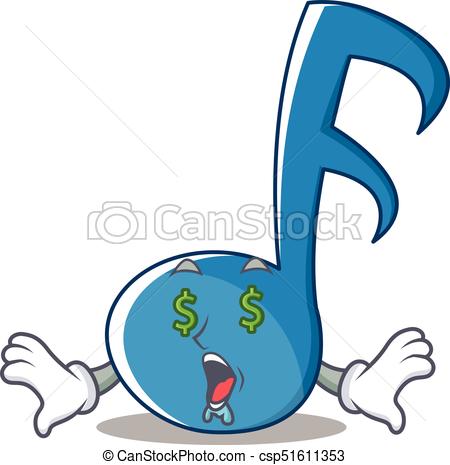 450x465 Money Eye Music Note Character Cartoon Vector Illustration Clipart