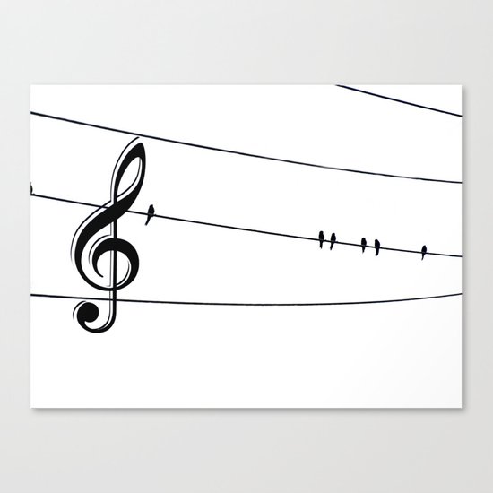 550x550 Natures Choir Birds On Wire Music Note Canvas Print