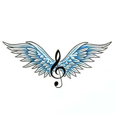 445x445 Wings Music Bass Clef Tattoos Ideas And Designs