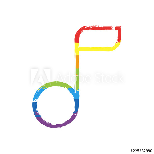 500x500 Simple Music Note Linear Icon, Thin Outline Drawing Sign