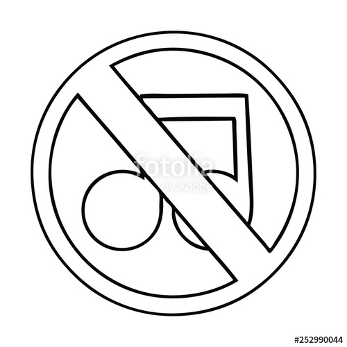 500x500 Line Drawing Cartoon No Music Sign Stock Image And Royalty Free