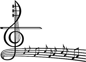 300x216 music staff decal, violin fancy decal, music ntes decals, staff