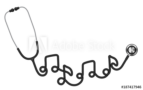 500x313 Stethoscope Black Color And Music Note Sign Symbol Made From Cable