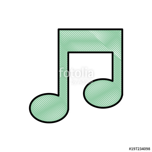 500x500 Social Media Button Music Note Vector Illustration Drawing Color