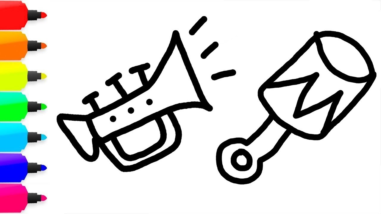 1280x720 Coloring Musical Instruments Drawing For Kids Painting