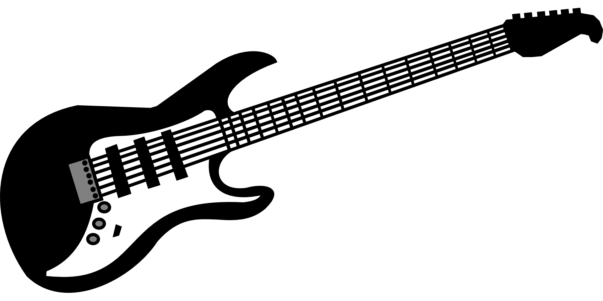 1920x960 Guitar Electric Music Rock Instrument Black White Drawing Free Image