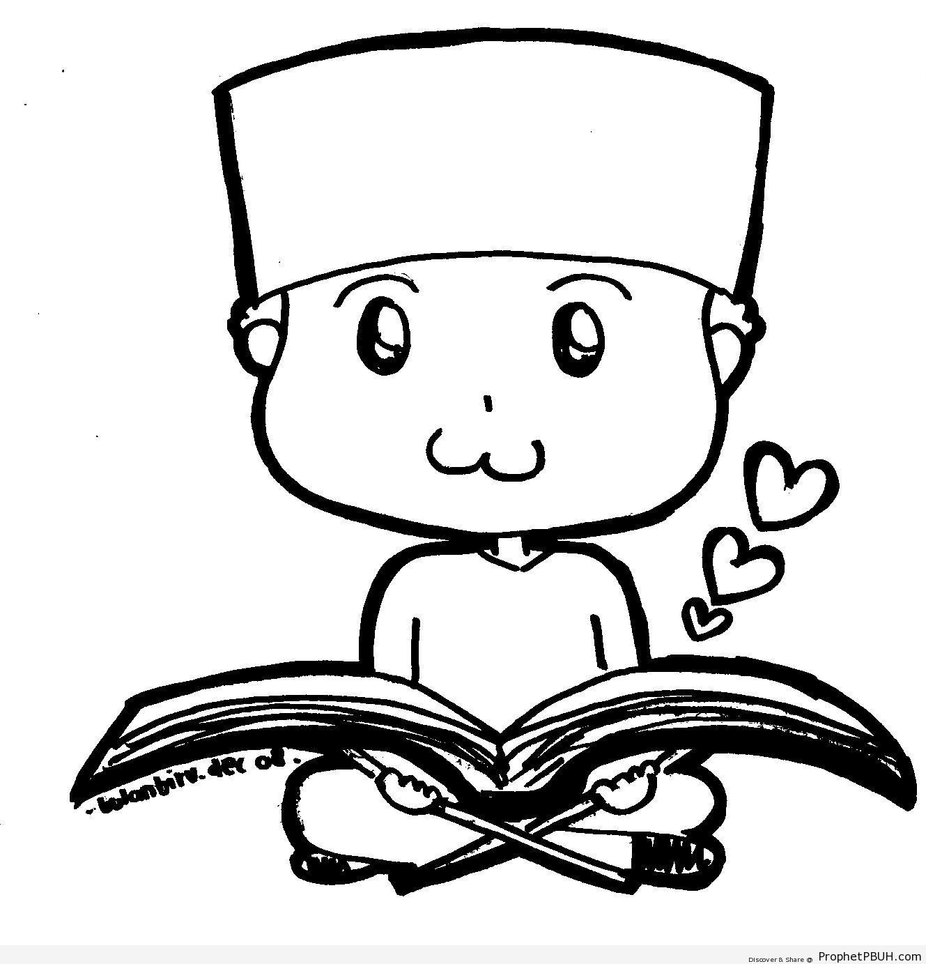 1329x1383 chibi muslim little boy reading quran chibi boy drawings