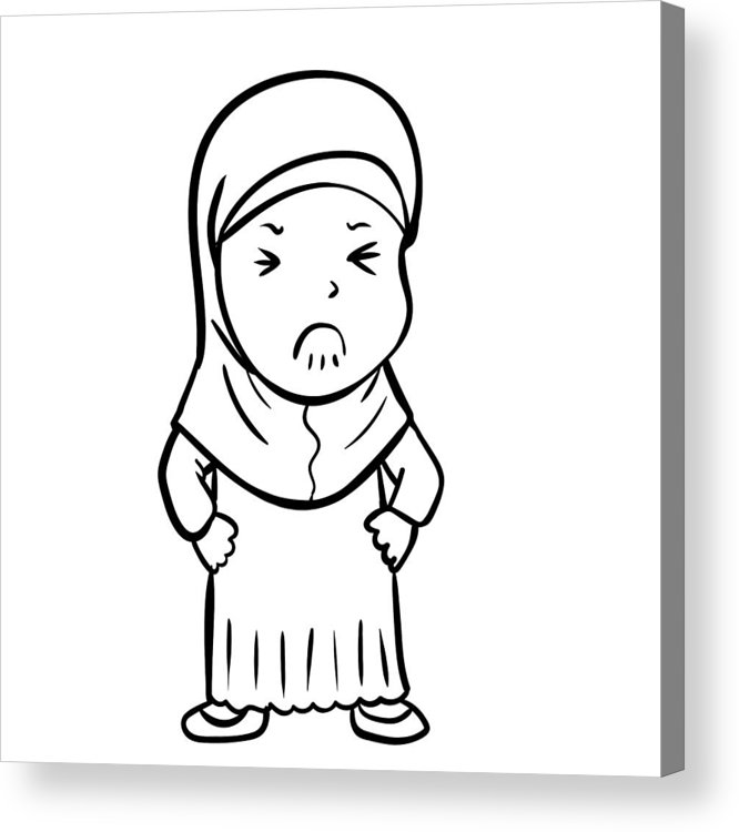 666x750 Hand Drawing Frustrated Muslim Girl Vector Illustration Acrylic