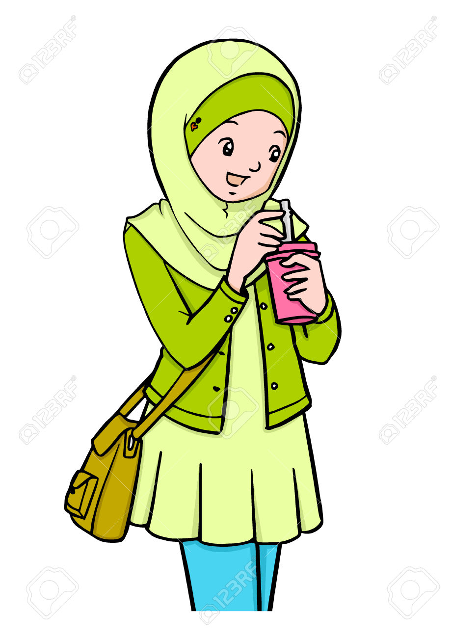 919x1300 Muslim Girls With Bag Clipart Station