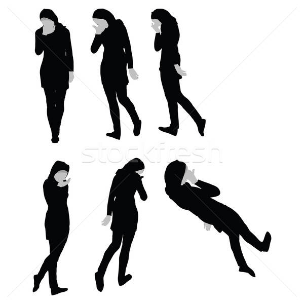 600x600 muslim woman silhouette in sorrow pose vector illustration