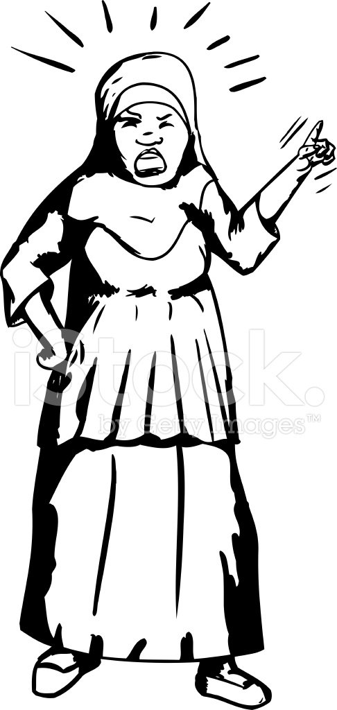486x1024 Outline Of Yelling Muslim Woman Premium Clipart
