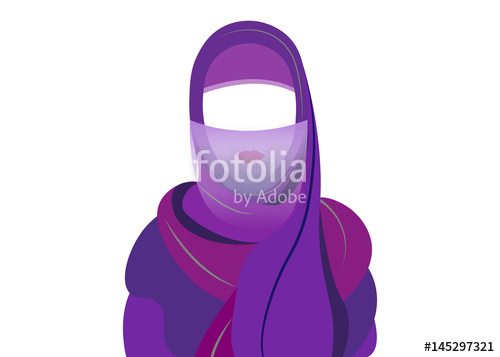 500x357 Arabic Muslim Woman In Niqab, Isolated Drawing On A White