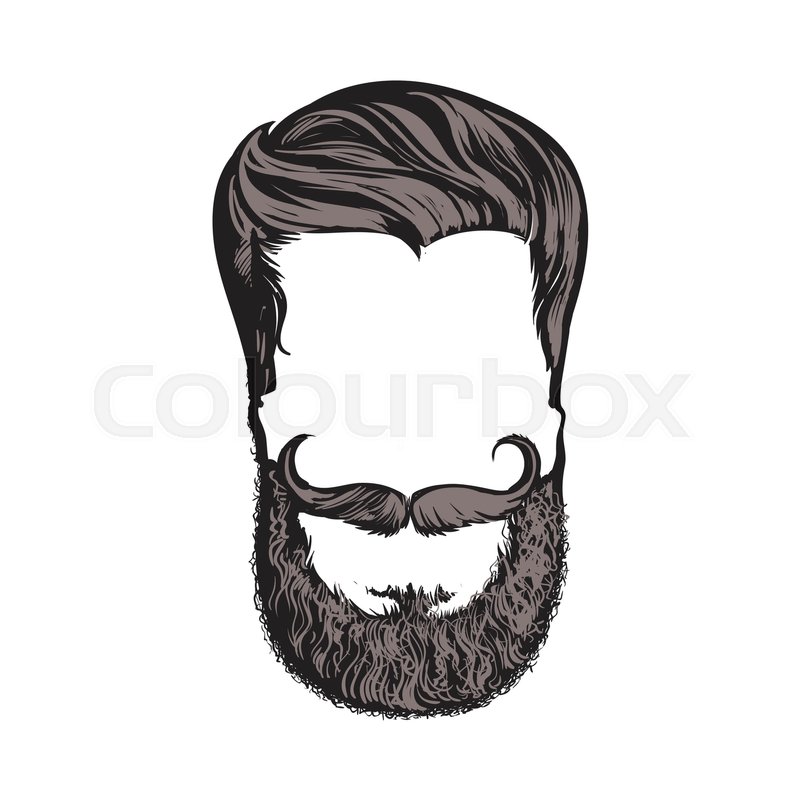 800x800 Hand Drawn Hipster Hairstyle, Beard Stock Vector Colourbox