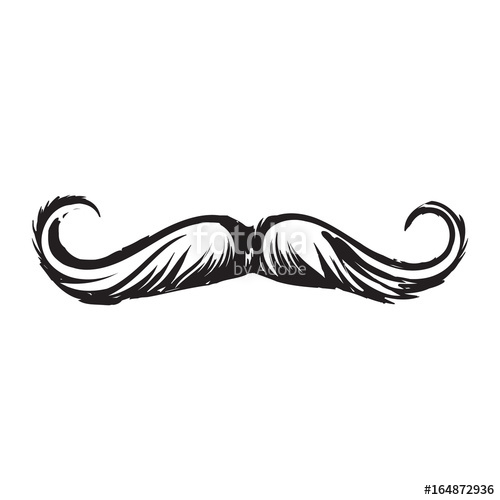 500x500 Human Hipster Curled Up Mustache, Decoration Element, Black