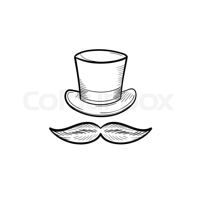 800x800 Vintage Top Hat With Mustache Hand Stock Vector Colourbox