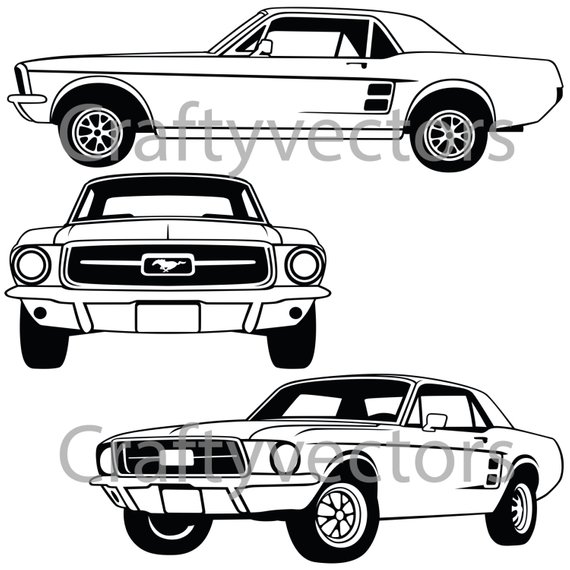570x570 ford mustang coupe vector ornament mustang drawing