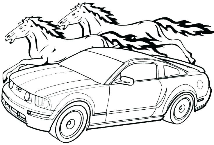 736x500 Ford Mustang Drawing At Free For Personal Use Car Coloring Pages