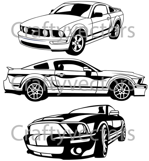 570x616 Mustang Drawing Collage For Free Download
