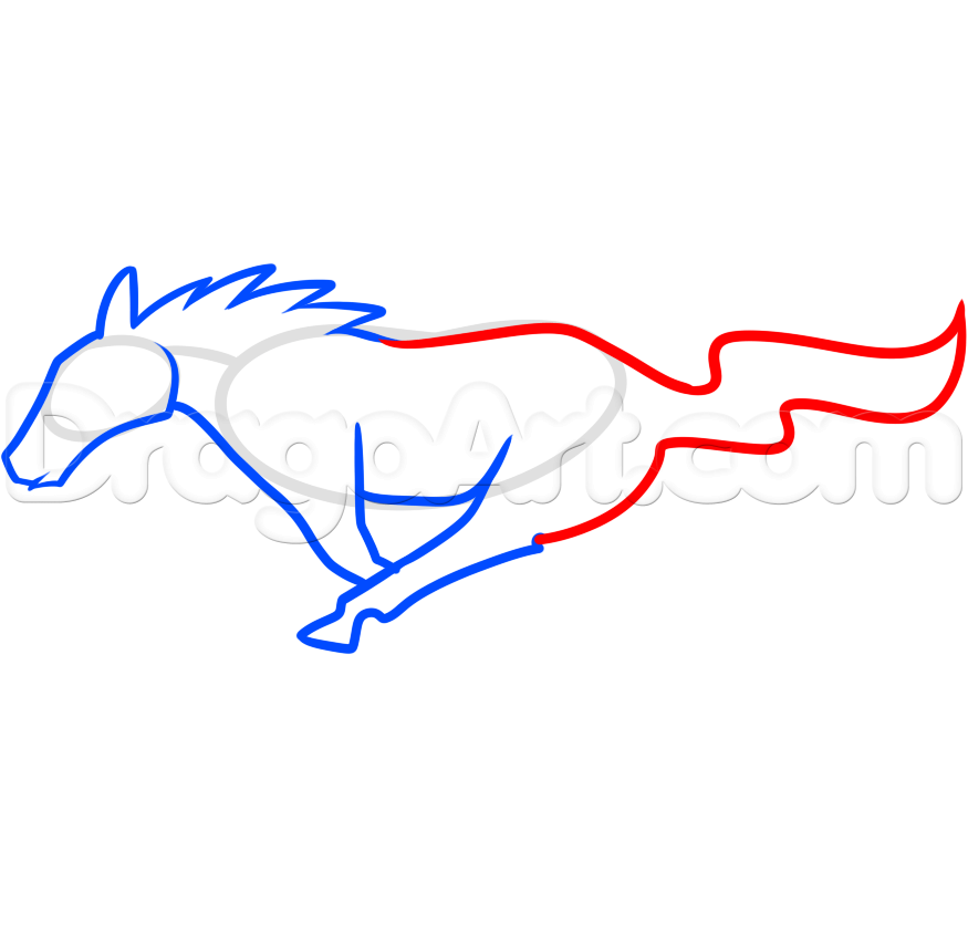 875x836 How To Draw The Mustang Logo, Step
