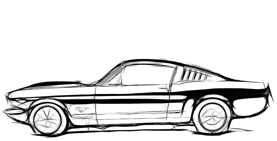 900x458 Ford Mustang Classic Digital Art