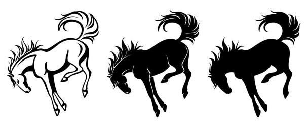 606x240 Isolated Drawing Of A Kicking Horse