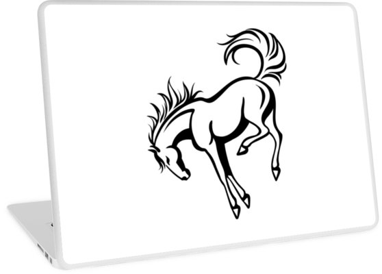 558x400 Outline Drawing Of A Kicking Horse Laptop Skins
