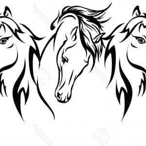 300x300 Running Mustang Horse Black Vector Silhouette Side View Outline