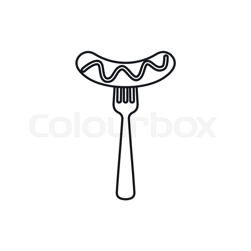 800x800 Grilled Sausage On A Fork Mustard Icon Stock Vector Colourbox
