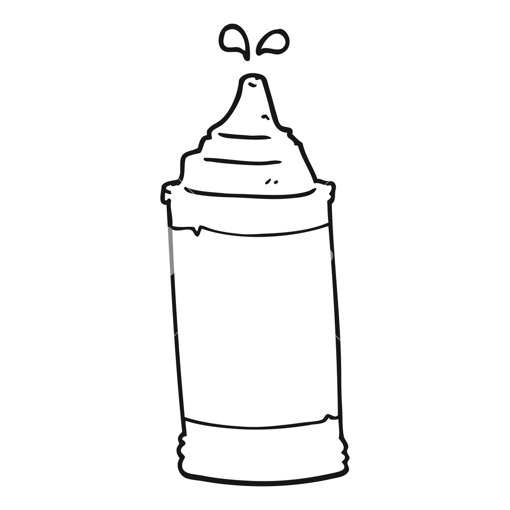 1000x1000 Freehand Drawn Black And White Cartoon Mustard Bottle Royalty Free