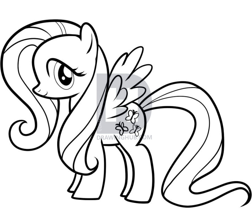 820x720 How To Draw Fluttershy, My Little Pony, Step