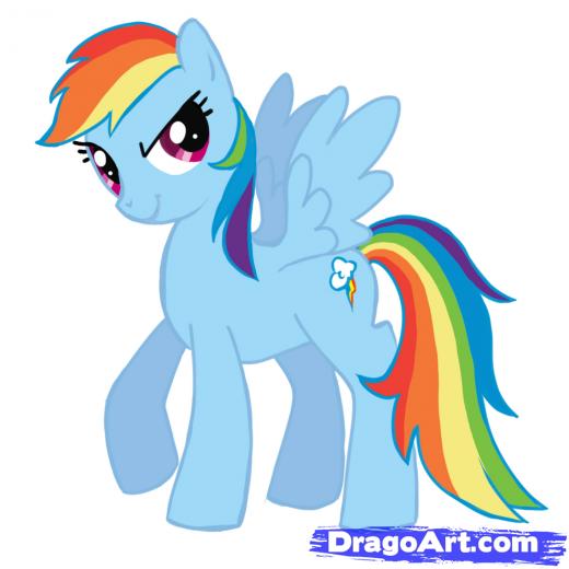 520x520 Step How To Draw Rainbow Dash, My Little Pony Friendship Is Magic